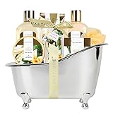 Bade Geschenkset, SPA LUXETIQUE Beauty Set für Frauen 8 tlg. Geburtstagsgeschenk Vanilleduft Bade Set mit Deko Badewanne, Spa Set, Wellness Set für Frauen, Bade Geshcenkset zum Valentinstag