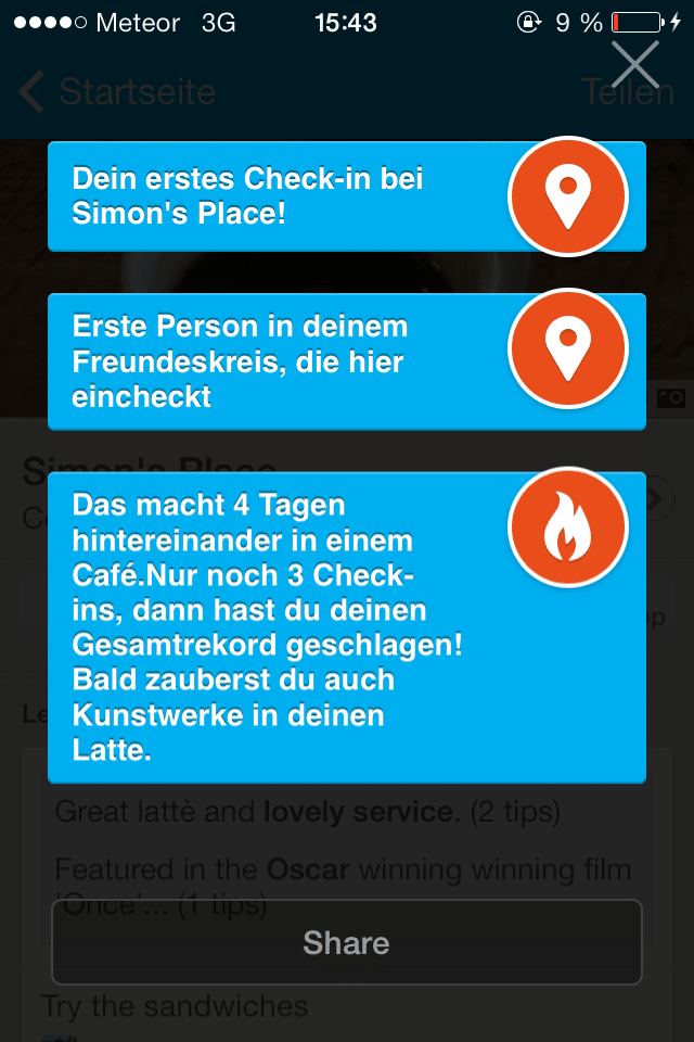 Login Screen bei foursquare in Simon's Place, Dublin.