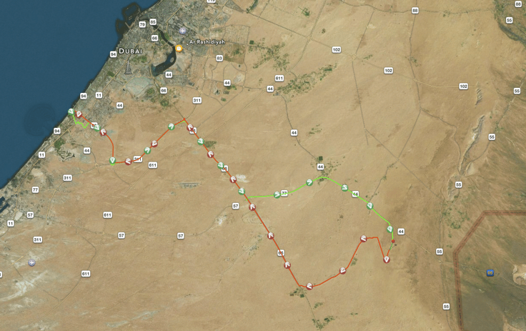 GPS-Tracking unserer Wüstensafari in Dubai