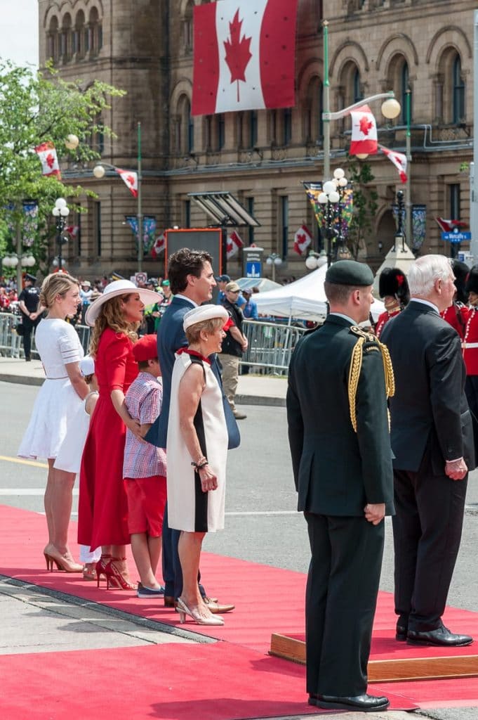 Minister of Heritage, Mélanie Joly, Sophie & Justin Trudeau mit Kindern, Governor General David Johnston und Ehefrau Sharon