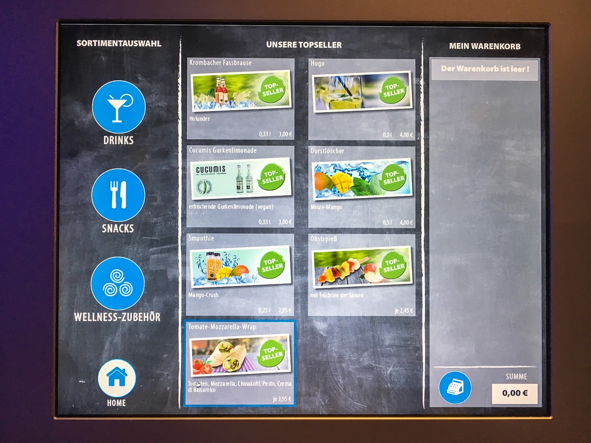 Bestellung über den Touch-Screen