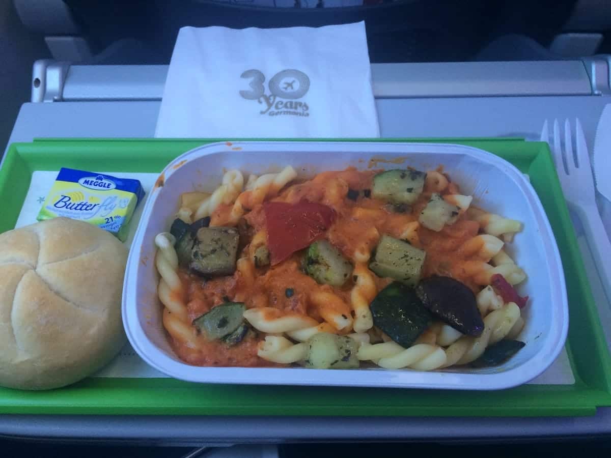 Essen auf dem Germania-Flug