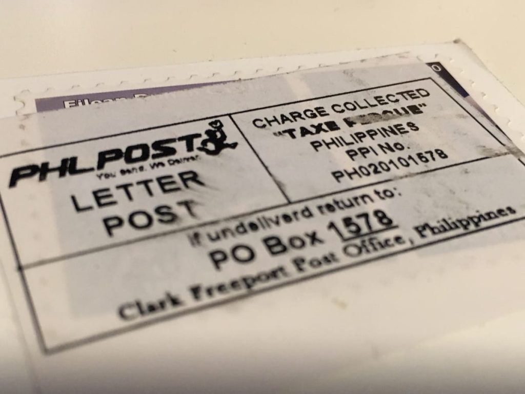 Stempel auf der Karte aus den Philippinen