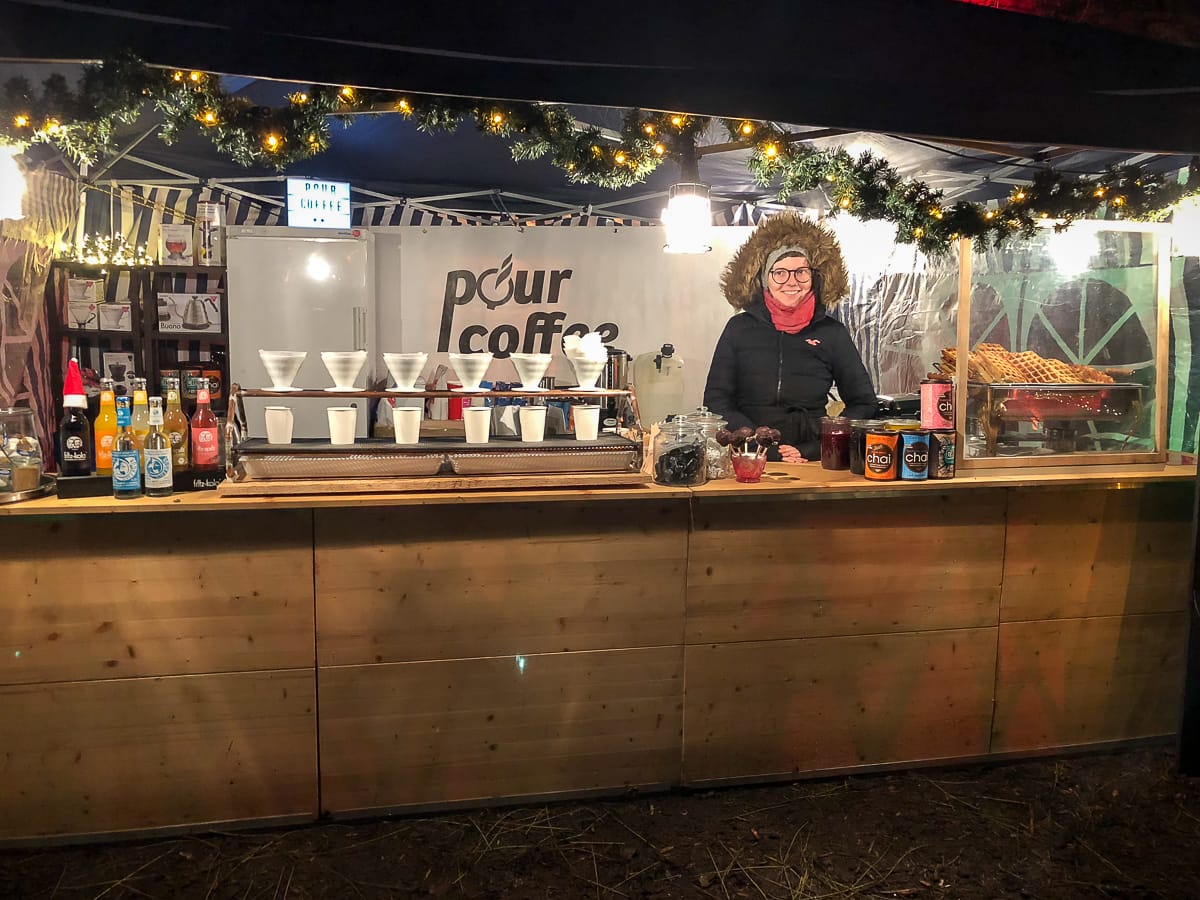 Der Pour-Coffee-Stand auf dem Weihnachtsmarkt auf Schloss Hohenlimburg