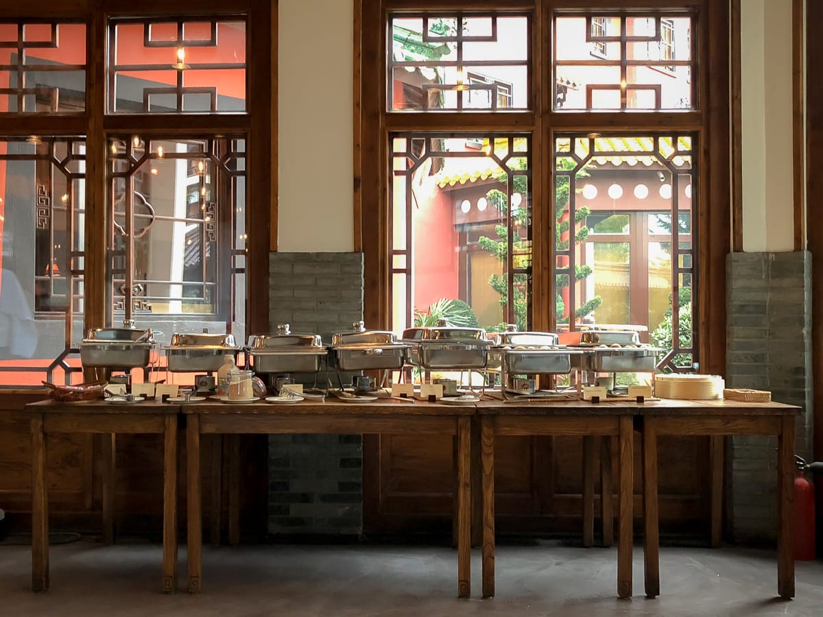 Provisorisches Frühstücksbuffet im Bamboo Restaurant
