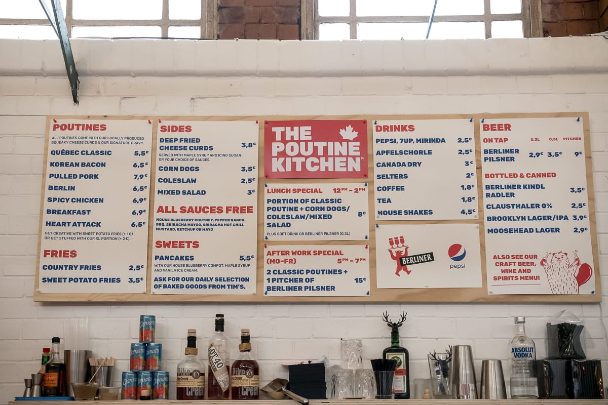 Karte des Poutine Kitchens