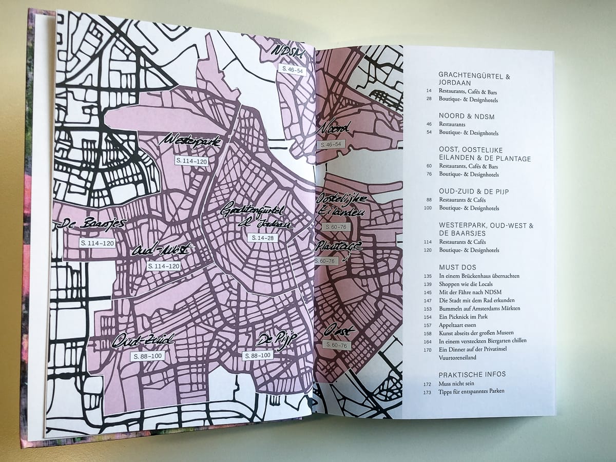 Übersichtskarte über die Stadtteile von Amsterdam.