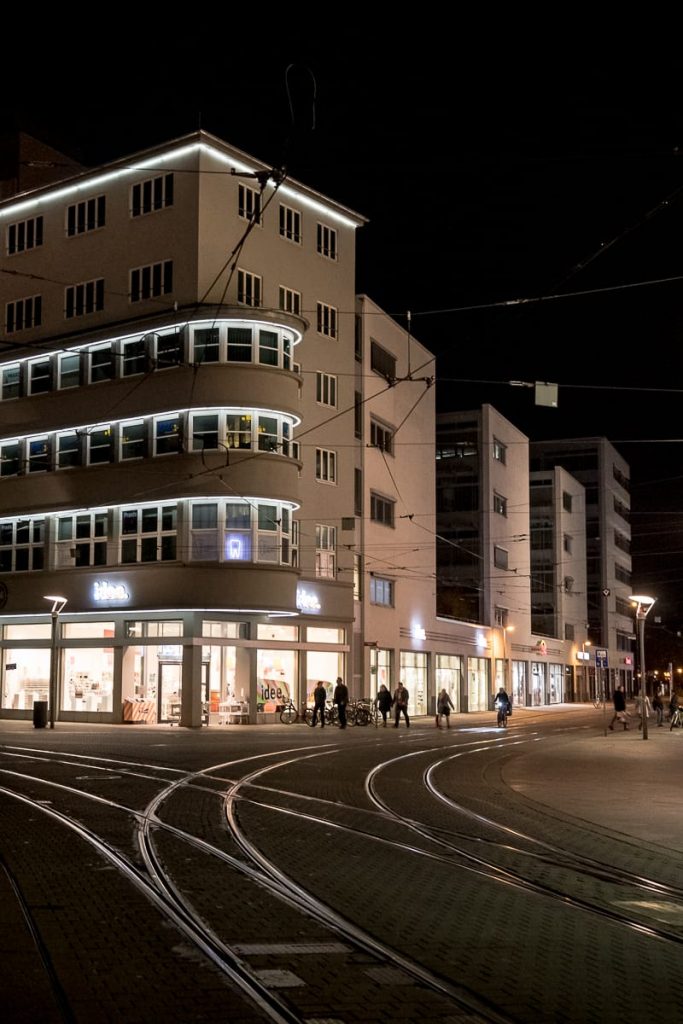 DHV-Haus, Anger 81, Erfurt bei Nacht.